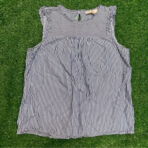 Ann Taylor LOFT Blue & White Striped Tank Top Size Medium Petite - Picture 1 of 7